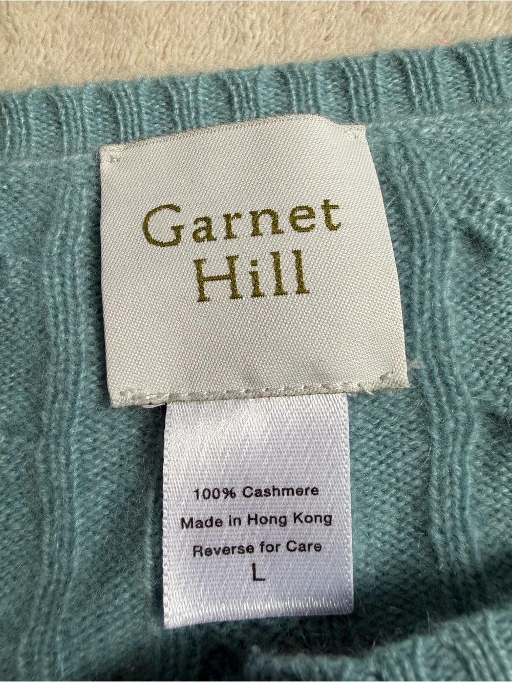 Garnet Hill Cashmere 3/4 Sleeve Cable Knit Button Front Cardigan Sweater - Picture 3 of 11